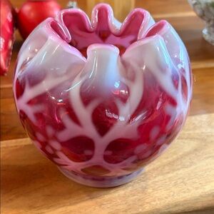 Fenton Vintage Cranberry Opalescent ruffled vase